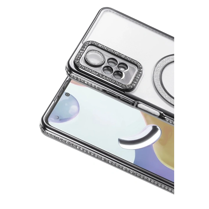 Mey İthalat®   Redmi Note 12 Pro 4G Joke Simli Magneticsafe Kılıf - Siyah