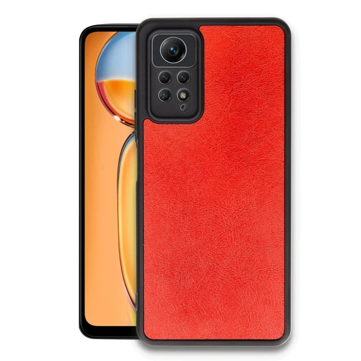 Mey İthalat®   Redmi Note 12 Pro 4G Kılıf Aras Deri Kapak - Kırmızı