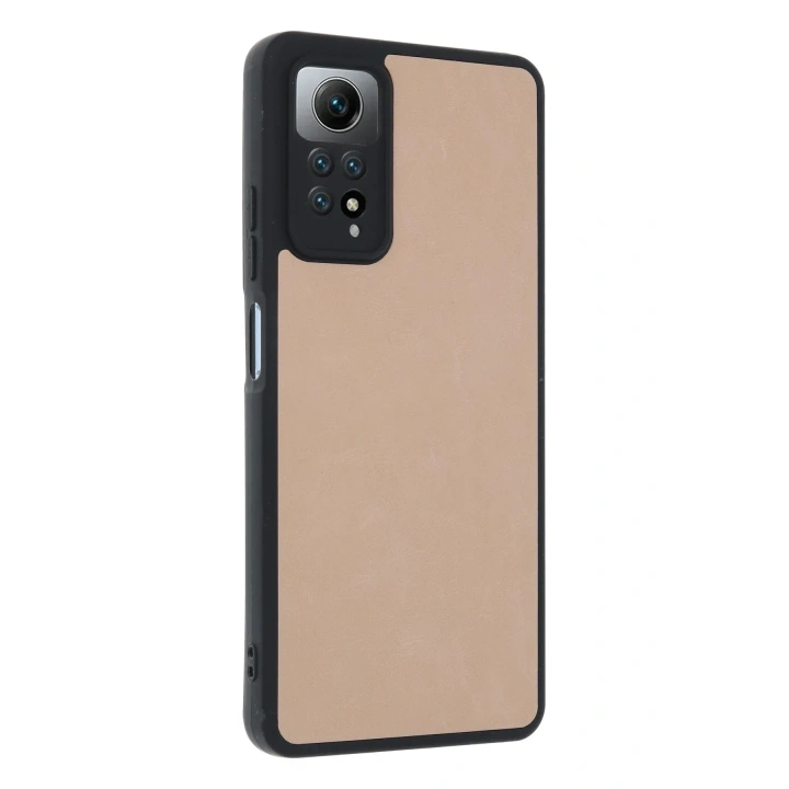 Mey İthalat®   Redmi Note 12 Pro 4G Kılıf Aras Deri Kapak - Pudra