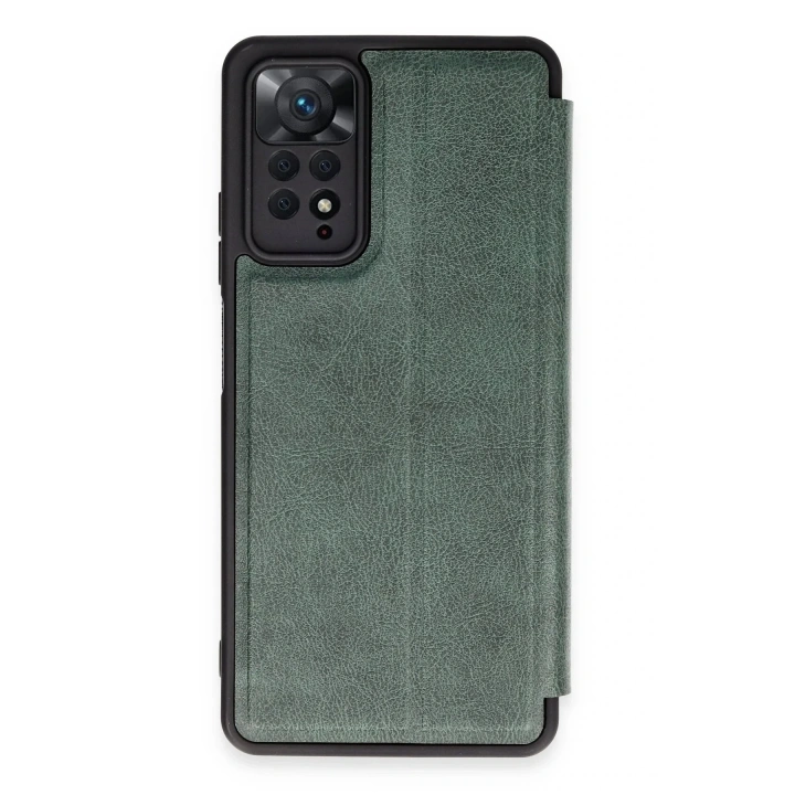 Mey İthalat®   Redmi Note 12 Pro 4G Kılıf Flip Cover - Koyu Yeşil