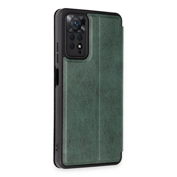 Mey İthalat®   Redmi Note 12 Pro 4G Kılıf Flip Cover - Koyu Yeşil