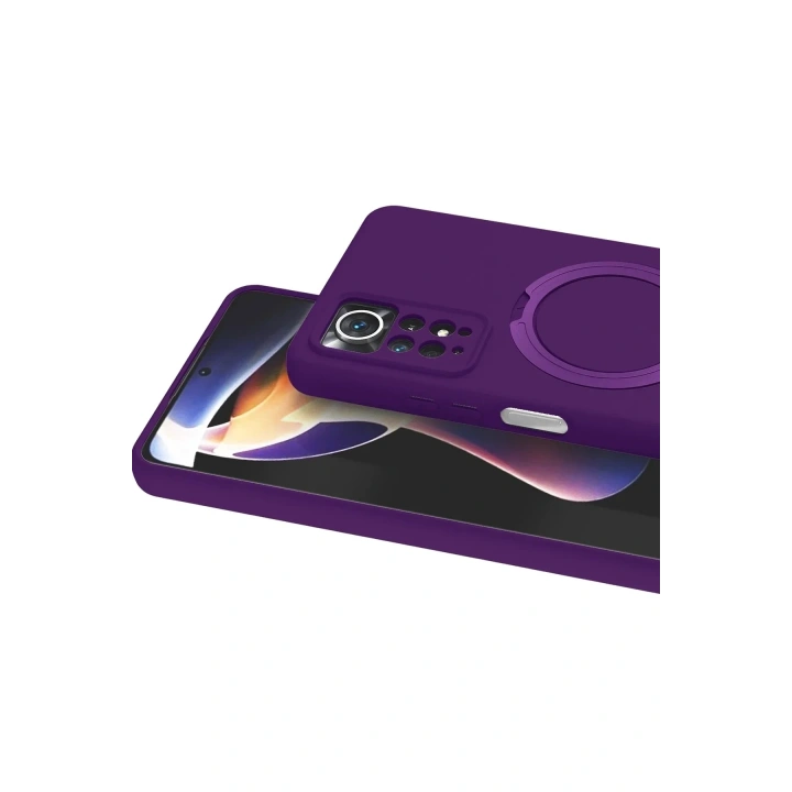 Mey İthalat®   Redmi Note 12 Pro 4G Regal Magsafe Standlı Kapak - Derin Mor