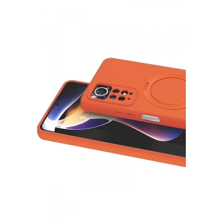 Mey İthalat®   Redmi Note 12 Pro 4G Regal Magsafe Standlı Kapak - Turuncu