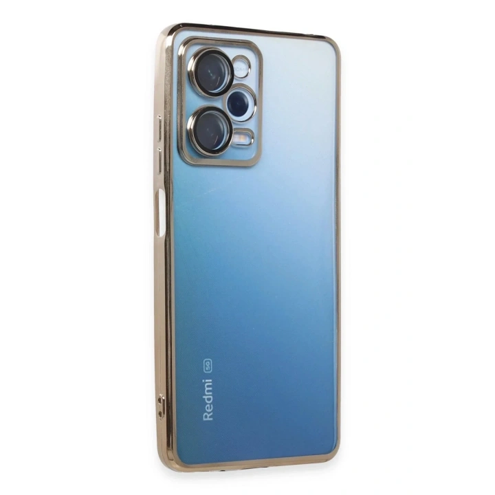 Mey İthalat®   Redmi Note 12 Pro 5G Kılıf  Lensli Silikon - Gold