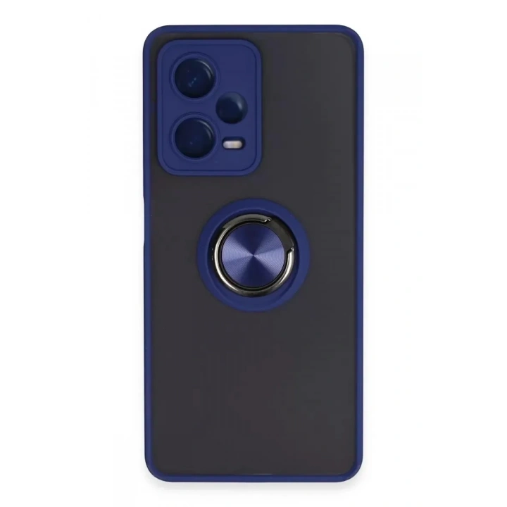 Mey İthalat®   Redmi Note 12 Pro 5G Kılıf Montreal Yüzüklü Silikon Kapak - Lacivert