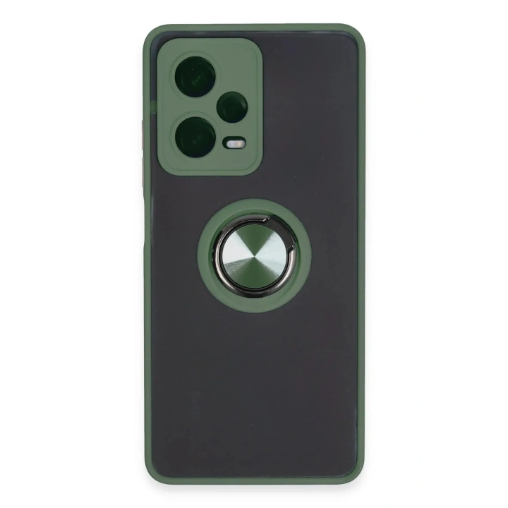 Mey İthalat®   Redmi Note 12 Pro 5G Kılıf Montreal Yüzüklü Silikon Kapak - Yeşil