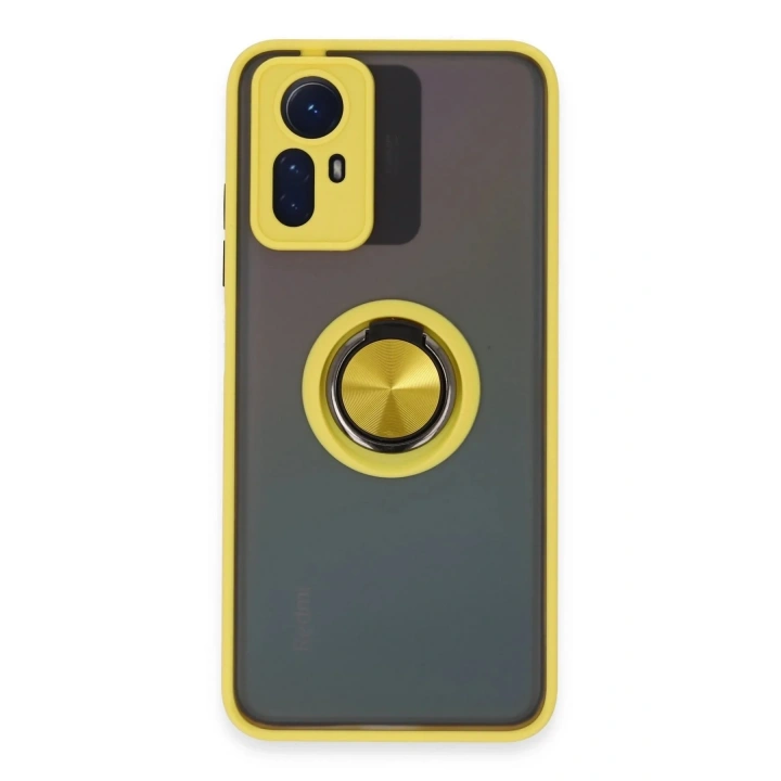 Mey İthalat®   Redmi Note 12S Kılıf Montreal Yüzüklü Silikon Kapak - Sarı