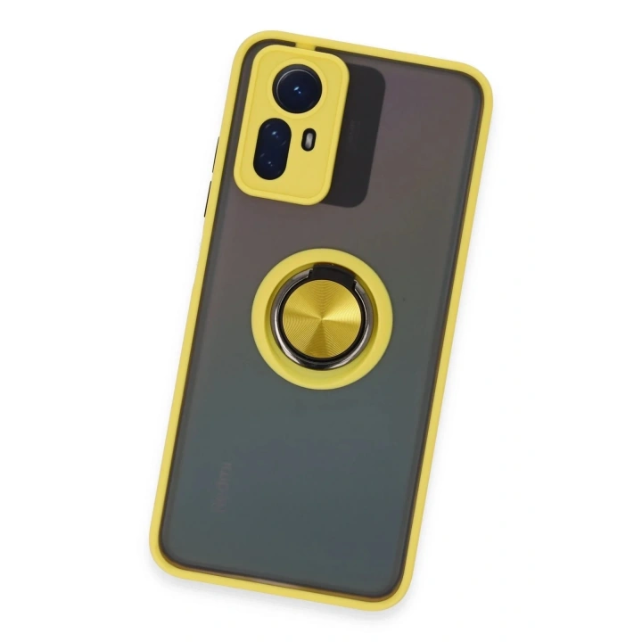 Mey İthalat®   Redmi Note 12S Kılıf Montreal Yüzüklü Silikon Kapak - Sarı