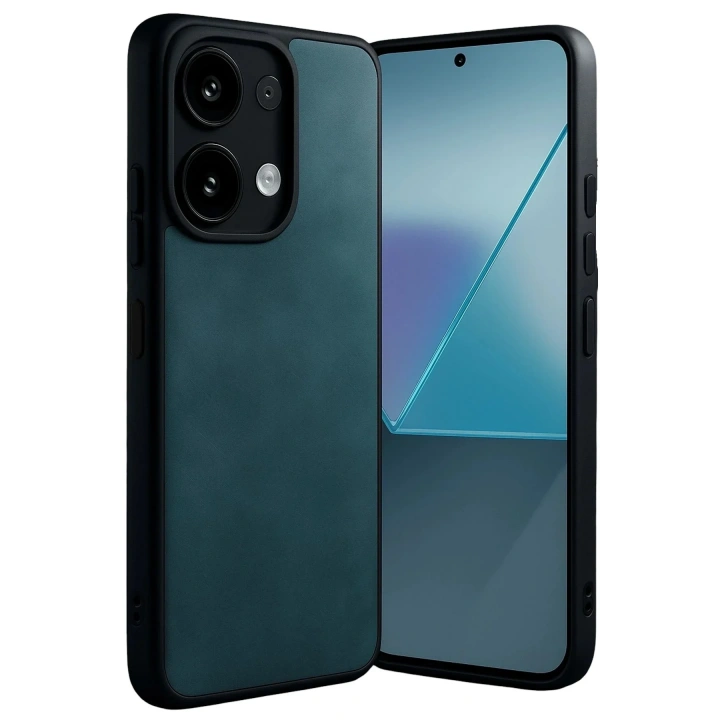 Mey İthalat®   Redmi Note 13 4G Kılıf Aras Deri Kapak - Koyu Yeşil