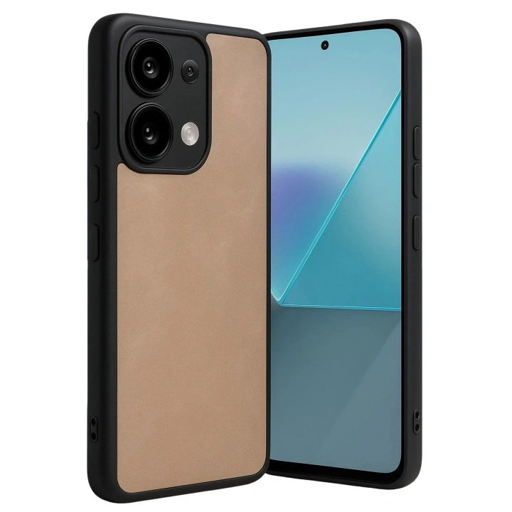 Mey İthalat®   Redmi Note 13 4G Kılıf Aras Deri Kapak - Pudra