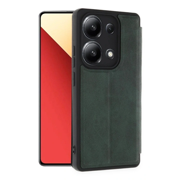Mey İthalat®   Redmi Note 13 4G Kılıf Flip Cover - Koyu Yeşil