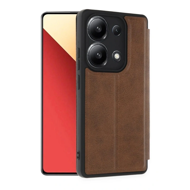 Mey İthalat®   Redmi Note 13 4G Kılıf Flip Cover - Taba