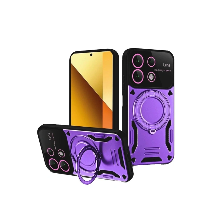Mey İthalat®   Redmi Note 13 4G Kılıf Joy Lens Standlı Kapak - Mor