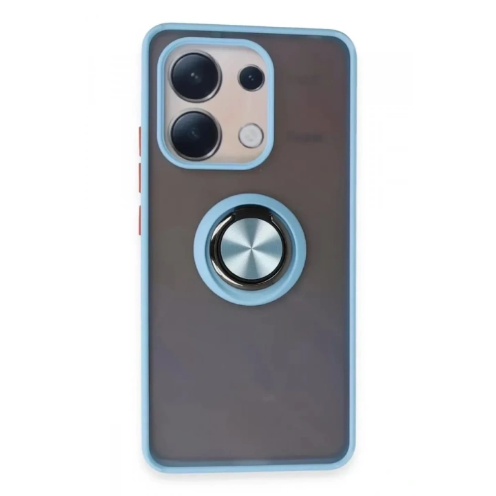 Mey İthalat®   Redmi Note 13 4G Kılıf Montreal Yüzüklü Silikon Kapak - Buz Mavi