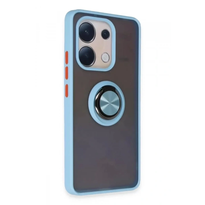 Mey İthalat®   Redmi Note 13 4G Kılıf Montreal Yüzüklü Silikon Kapak - Buz Mavi
