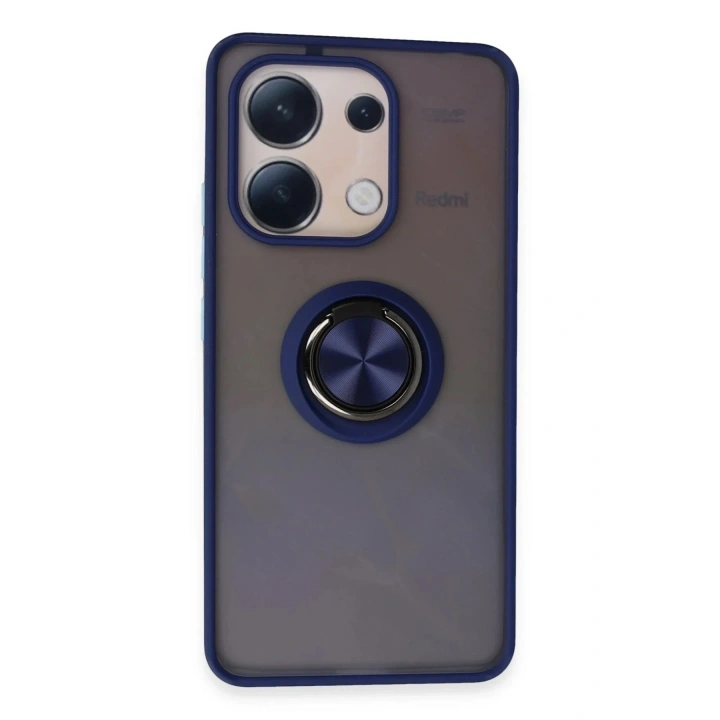 Mey İthalat®   Redmi Note 13 4G Kılıf Montreal Yüzüklü Silikon Kapak - Lacivert