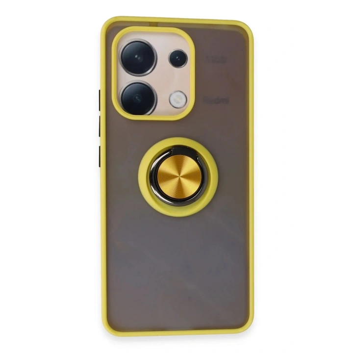 Mey İthalat®   Redmi Note 13 4G Kılıf Montreal Yüzüklü Silikon Kapak - Sarı