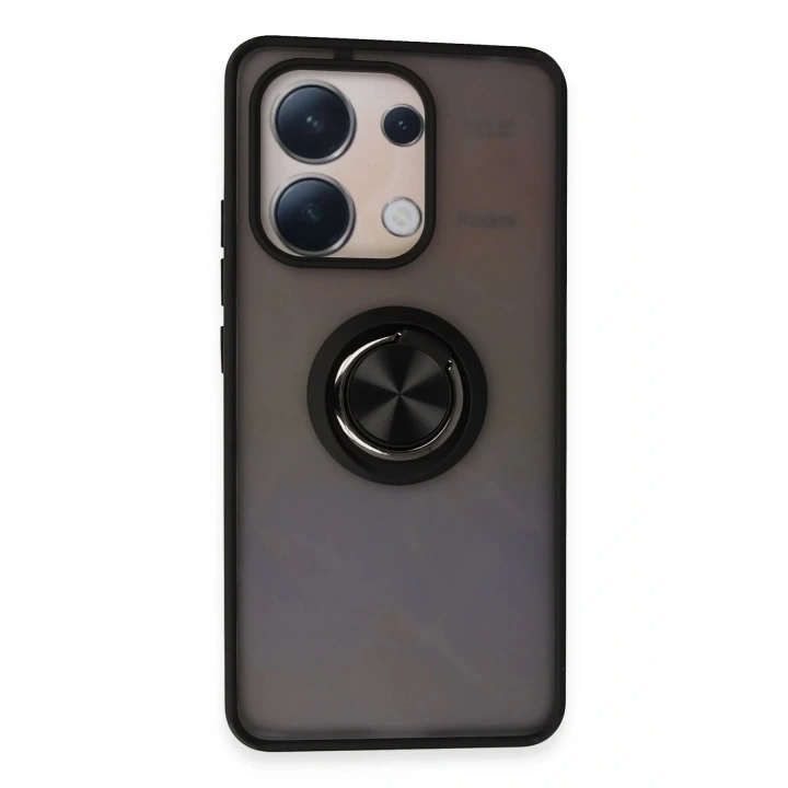 Mey İthalat®   Redmi Note 13 4G Kılıf Montreal Yüzüklü Silikon Kapak - Siyah