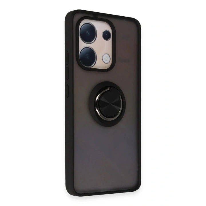 Mey İthalat®   Redmi Note 13 4G Kılıf Montreal Yüzüklü Silikon Kapak - Siyah