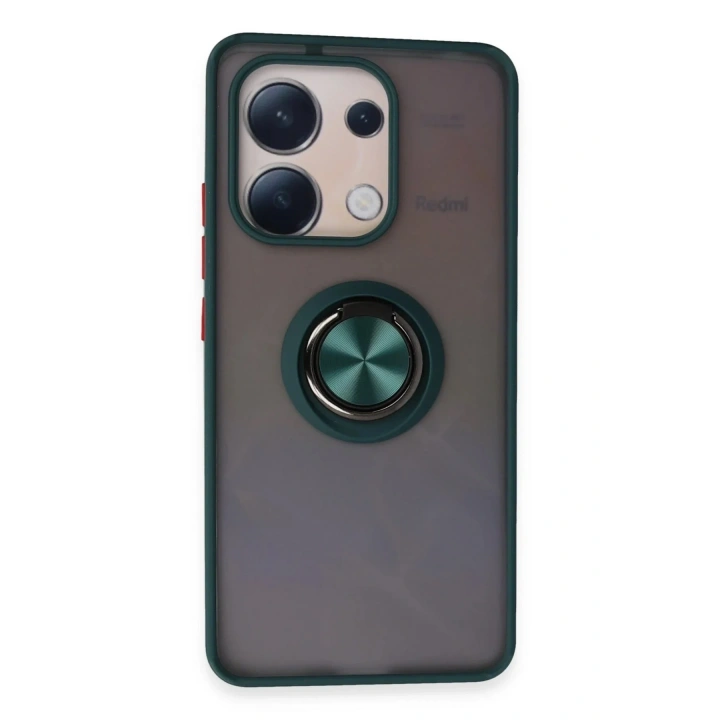 Mey İthalat®   Redmi Note 13 4G Kılıf Montreal Yüzüklü Silikon Kapak - Yeşil