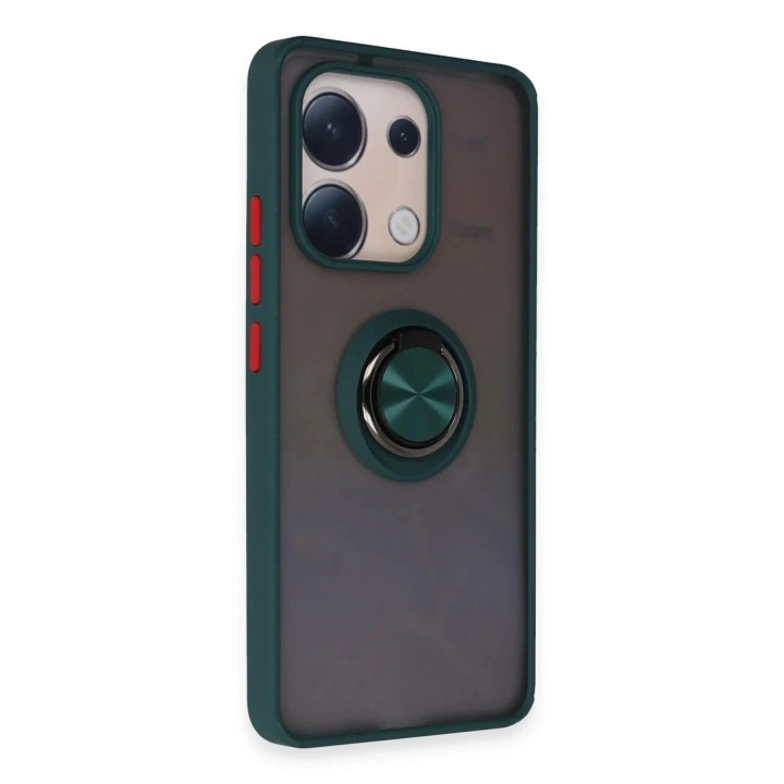 Mey İthalat®   Redmi Note 13 4G Kılıf Montreal Yüzüklü Silikon Kapak - Yeşil