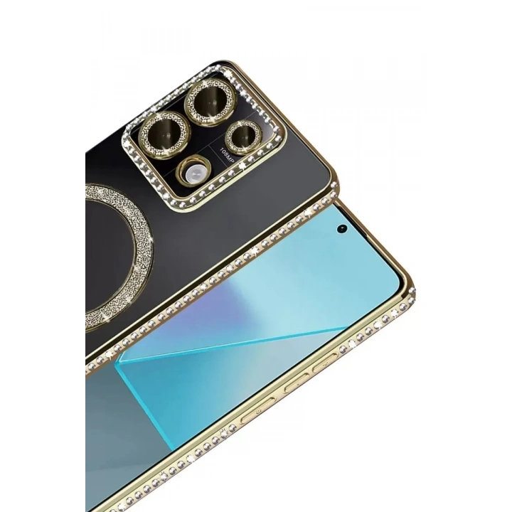 Mey İthalat®   Redmi Note 13 Pro 4G Joke Simli Magneticsafe Kılıf - Gold