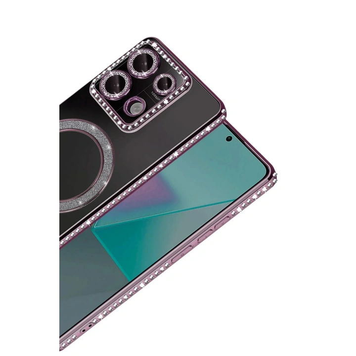 Mey İthalat®   Redmi Note 13 Pro 4G Joke Simli Magneticsafe Kılıf - Pembe