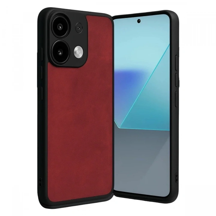 Mey İthalat®   Redmi Note 13 Pro 4G Kılıf Aras Deri Kapak - Kırmızı