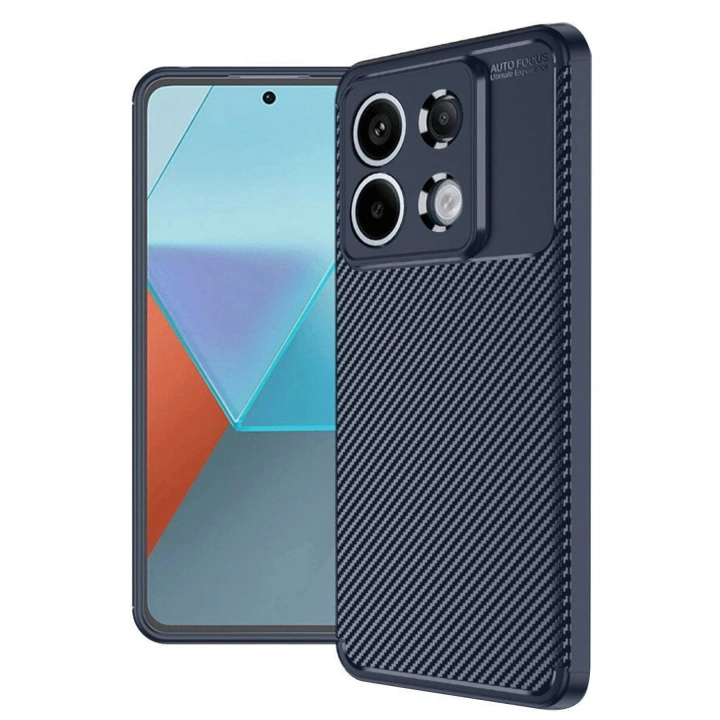 Mey İthalat®   Redmi Note 13 Pro 4G Kılıf Auto Focus Karbon Kapak - Lacivert