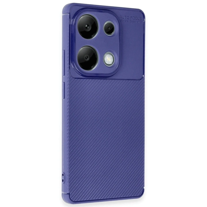 Mey İthalat®   Redmi Note 13 Pro 4G Kılıf Auto Focus Karbon Kapak - Lacivert