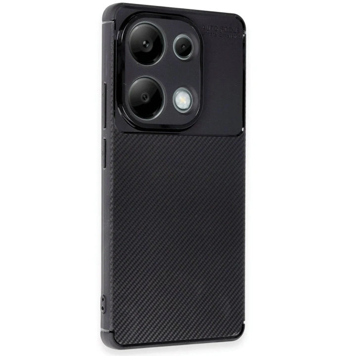 Mey İthalat®   Redmi Note 13 Pro 4G Kılıf Auto Focus Karbon Kapak - Siyah