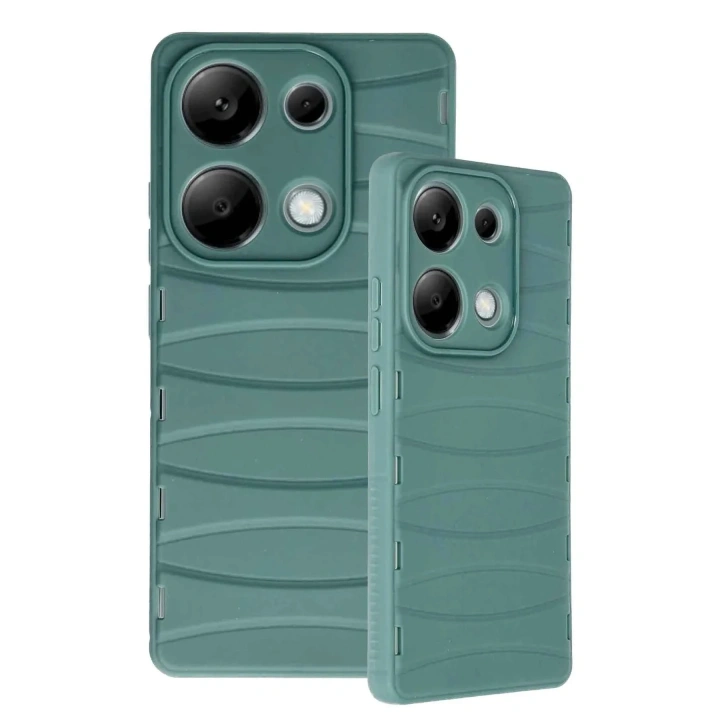 Mey İthalat®   Redmi Note 13 Pro 4G Kılıf Bibercas Silikon Kapak - Koyu Yeşil