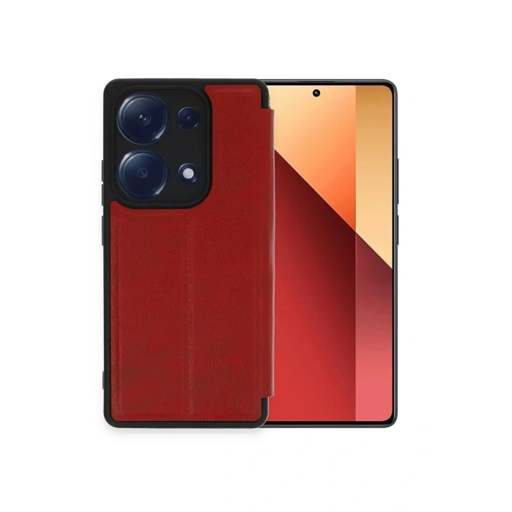 Mey İthalat®   Redmi Note 13 Pro 4G Kılıf Flip Cover - Kırmızı