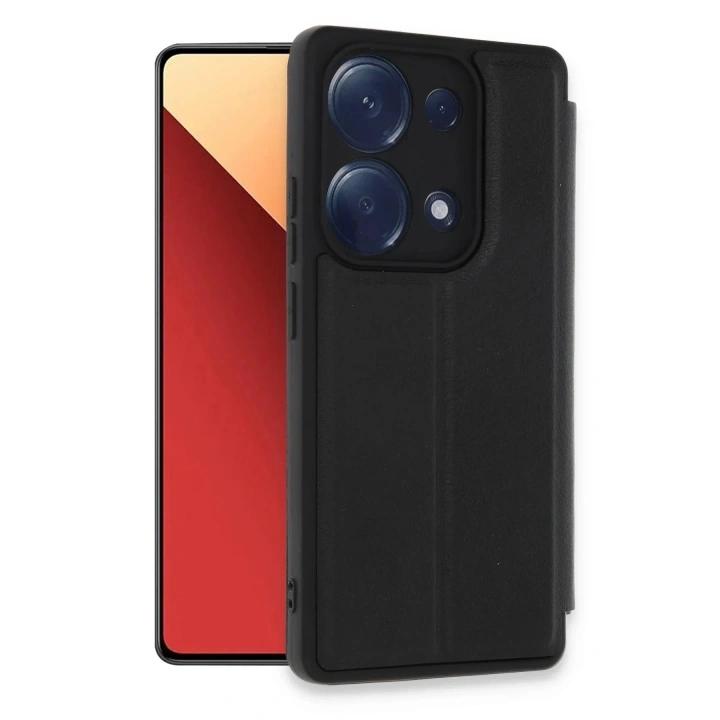 Mey İthalat®   Redmi Note 13 Pro 4G Kılıf Flip Cover - Siyah