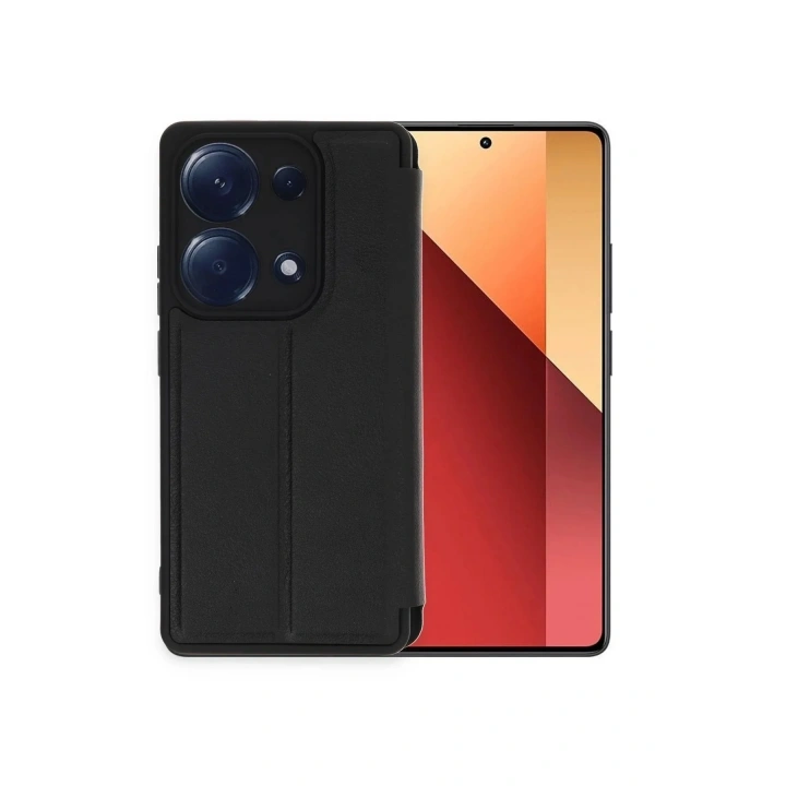 Mey İthalat®   Redmi Note 13 Pro 4G Kılıf Flip Cover - Siyah