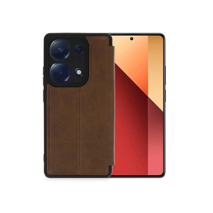 Mey İthalat®   Redmi Note 13 Pro 4G Kılıf Flip Cover - Taba