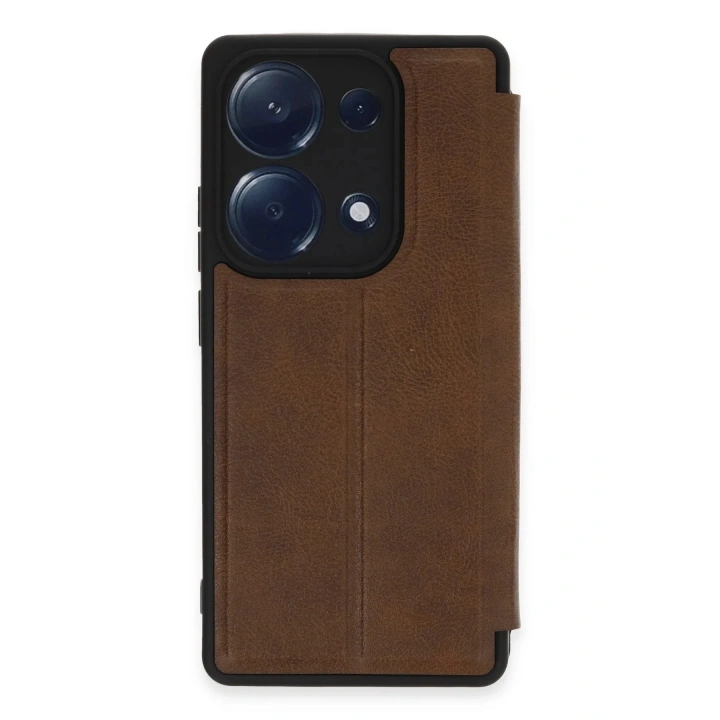 Mey İthalat®   Redmi Note 13 Pro 4G Kılıf Flip Cover - Taba