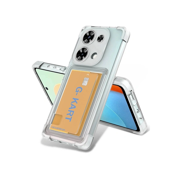Mey İthalat®   Redmi Note 13 Pro 4G Kılıf Kart Şeffaf Silikon - Şeffaf