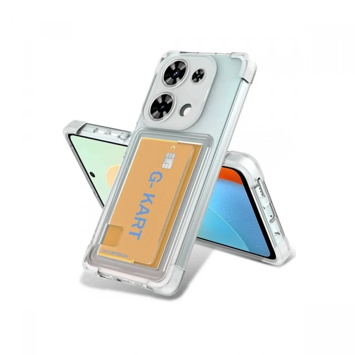 Mey İthalat®   Redmi Note 13 Pro 4G Kılıf Kart Şeffaf Silikon - Şeffaf