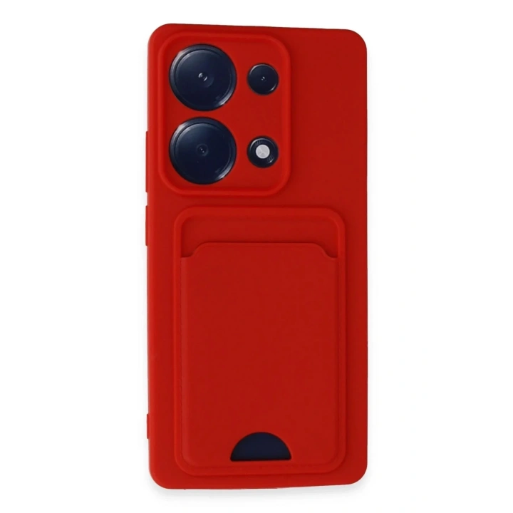 Mey İthalat®   Redmi Note 13 Pro 4G Kılıf Kelvin Kartvizitli Silikon - Kırmızı