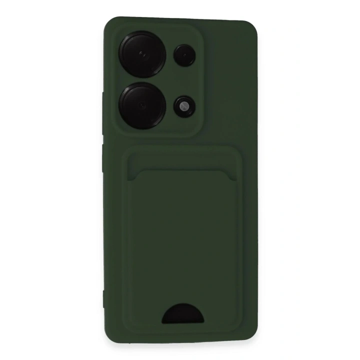 Mey İthalat®   Redmi Note 13 Pro 4G Kılıf Kelvin Kartvizitli Silikon - Koyu Yeşil