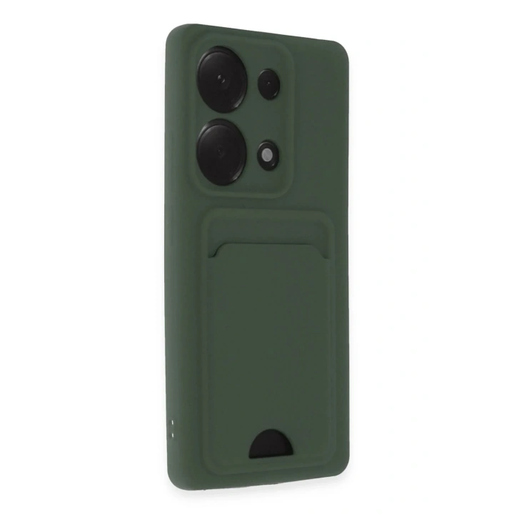 Mey İthalat®   Redmi Note 13 Pro 4G Kılıf Kelvin Kartvizitli Silikon - Koyu Yeşil