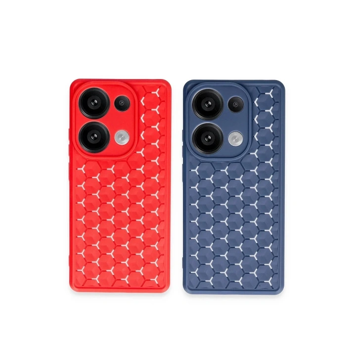 Mey İthalat®   Redmi Note 13 Pro 4G Kılıf Petek Silikon Kapak - Kırmızı