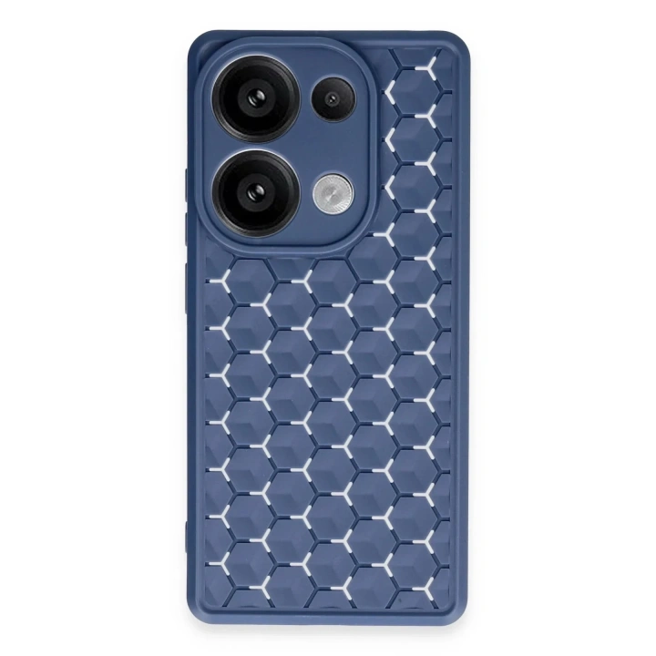 Mey İthalat®   Redmi Note 13 Pro 4G Kılıf Petek Silikon Kapak - Lacivert