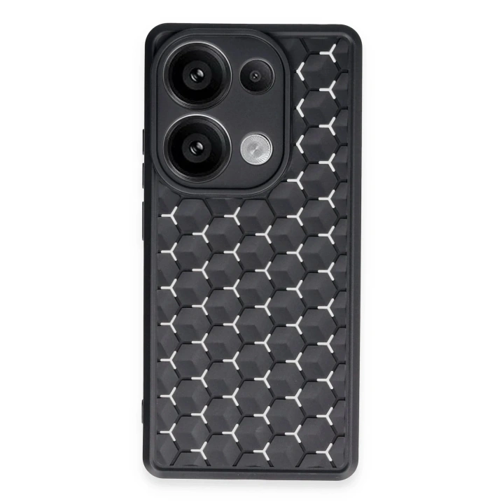Mey İthalat®   Redmi Note 13 Pro 4G Kılıf Petek Silikon Kapak - Siyah