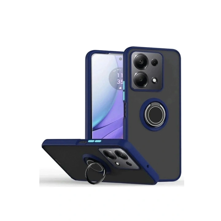 Mey İthalat®   Redmi Note 13 Pro 4G Montreal Yüzüklü Silikon Kapak - Lacivert