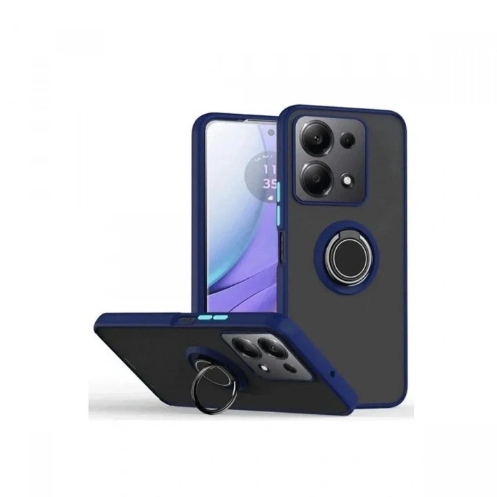 Mey İthalat®   Redmi Note 13 Pro 4G Montreal Yüzüklü Silikon Kapak - Lacivert