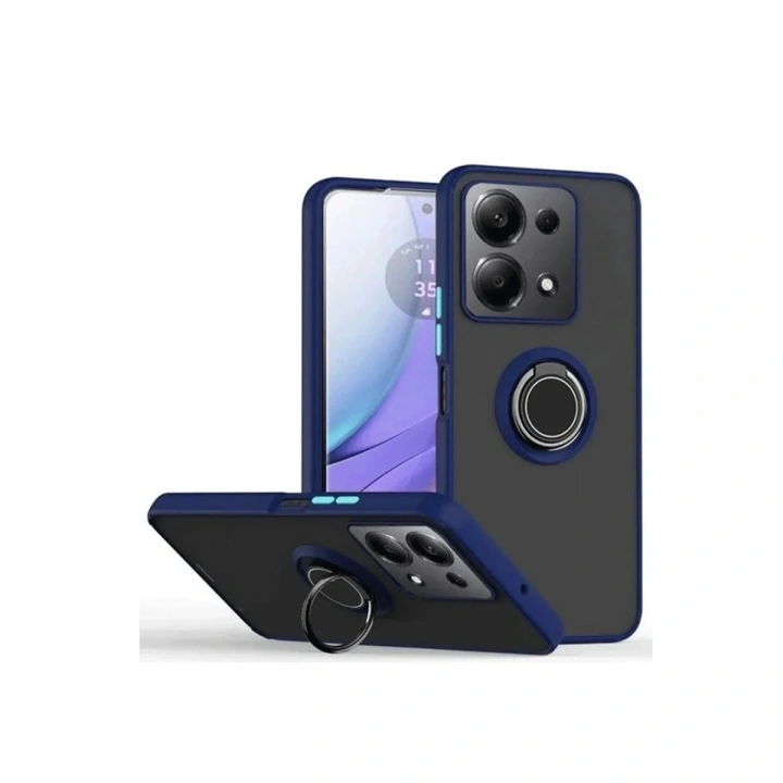 Mey İthalat®   Redmi Note 13 Pro 4G Montreal Yüzüklü Silikon Kapak - Lacivert