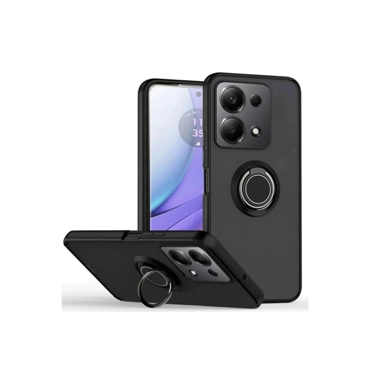 Mey İthalat®   Redmi Note 13 Pro 4G Montreal Yüzüklü Silikon Kapak - Siyah