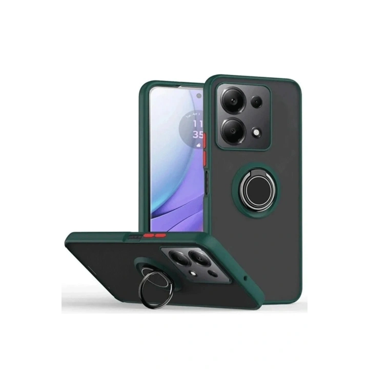 Mey İthalat®   Redmi Note 13 Pro 4G Montreal Yüzüklü Silikon Kapak - Yeşil
